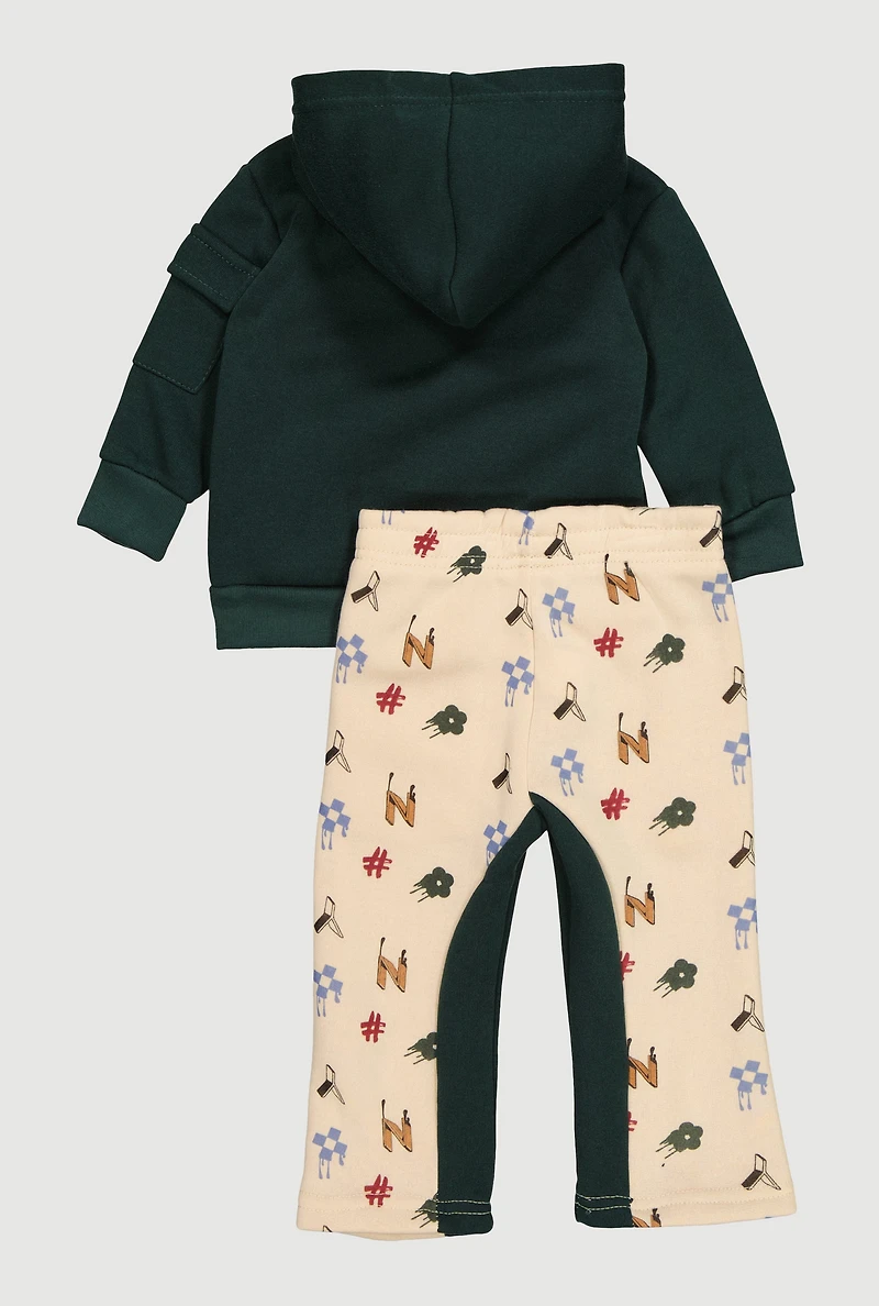 Baby Boys 12-24M Boss Graphic Hoodie and Sweatpants, Green, Size 12M