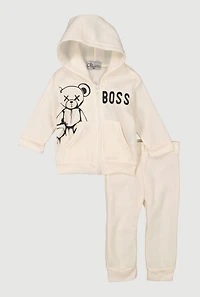 Baby Boys 12-24M Embossed Teddy Bear Hoodie and Sweatpants