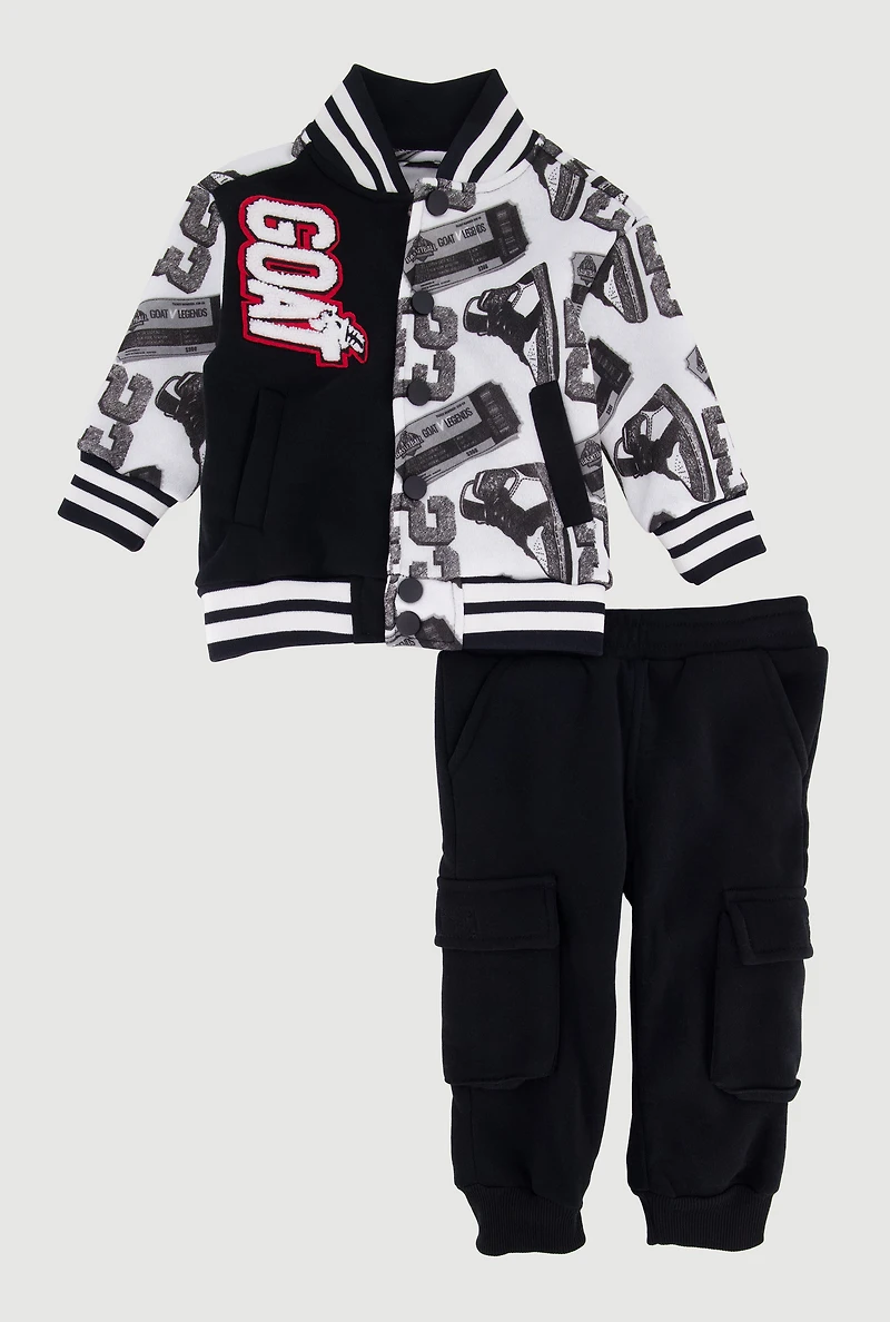 Baby Boys 12-24M GOAT Sneaker Print Varsity Jacket and Joggers