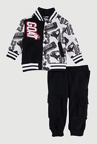 Baby Boys 12-24M GOAT Sneaker Print Varsity Jacket and Joggers