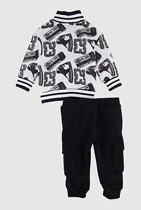 Baby Boys 12-24M GOAT Sneaker Print Varsity Jacket and Joggers, Black, Size 12M