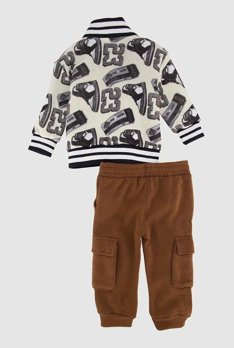 Baby Boys 12-24M GOAT Sneaker Print Varsity Jacket and Joggers