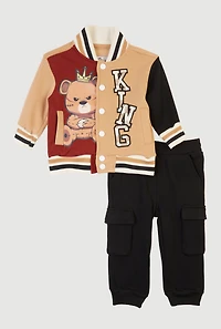 Baby Boys 12-24M King Bear Varsity Jacket and Cargo Joggers