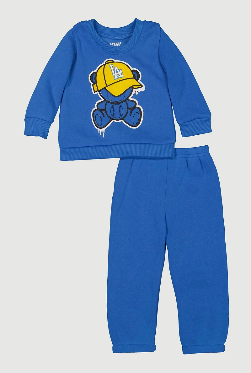 Baby Boys 12-24M City Bear Sweatshirt and Sweatpants, Blue,