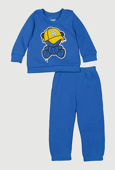 Baby Boys 12-24M City Bear Sweatshirt and Sweatpants, Blue,