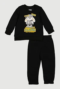 Baby Boys 12-24M Bunny Graphic Sweatshirt and Sweatpants, Black, Size 24M
