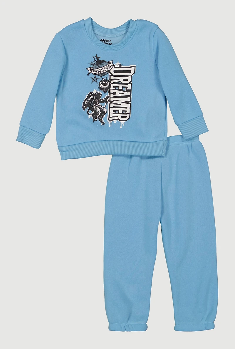 Baby Boys 12-24M Dreamer Graphic Sweatshirt and Sweatpants, Blue, Size 24M