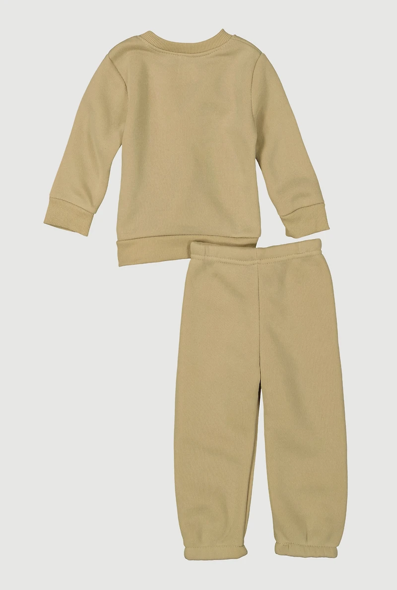 Baby Boys 12-24M King Graphic Sweatshirt and Sweatpants Set, Beige,