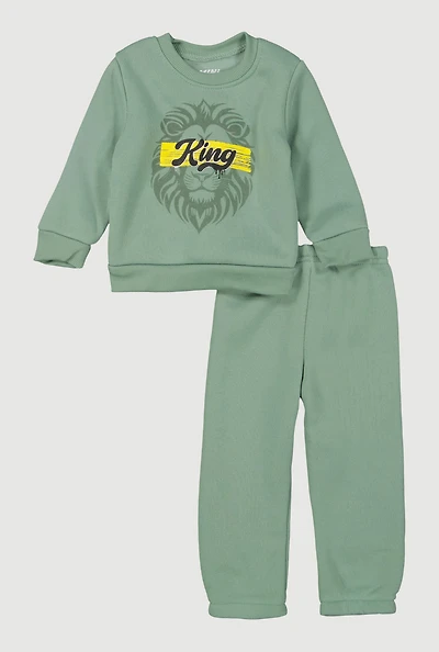 Baby Boys 12-24M King Graphic Sweatshirt and Sweatpants Set