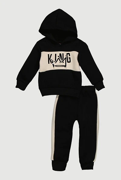 Baby Boys 12-24M King Embossed Graphic Hoodie and Joggers