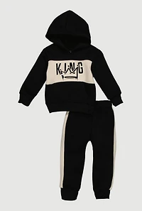 Baby Boys 12-24M King Embossed Graphic Hoodie and Joggers