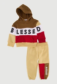 Baby Boys 12-24M Color Blocked Blessed Graphic Hoodie and Sweatpants