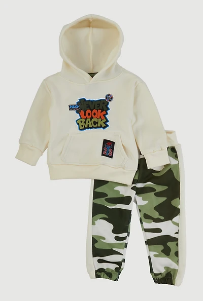 Baby Boys 12-24M Never Look Back Hoodie and Sweatpants, White, Size 12M