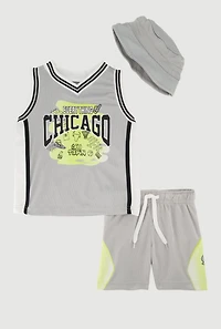 Baby Boys 12-24M Everything LA Graphic Jersey and Shorts with Hat, Grey, Size 24M