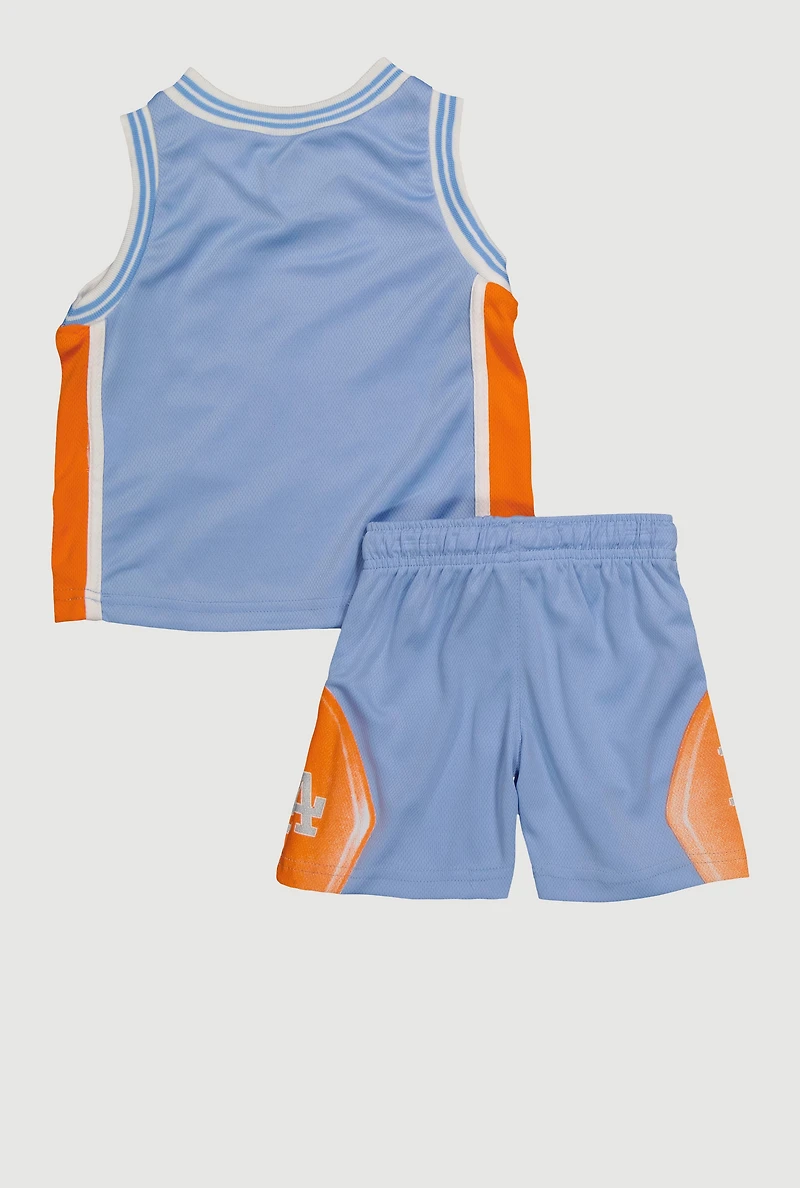 Baby Boys 12-24M Everything LA Graphic Jersey and Shorts with Hat, Blue, Size 12M