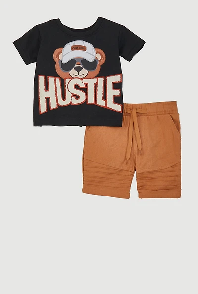 Baby Boys 12-24M Hustle T-Shirt Graphic and Bike Shorts Set