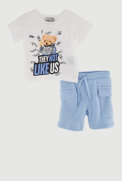 Baby Boys 12-24M They Not Like Us Graphic Tee and Cargo Shorts