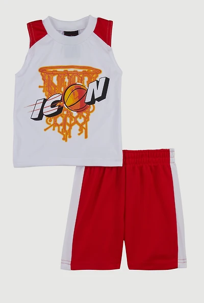 Baby Boys 12-24M Icon Graphic Tank Top and Shorts, Red, Size 18M