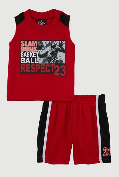 Baby Boys 12-24M Slam Dunk Muscle Tee and Shorts, Red, Size 12M