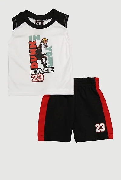 Baby Boys 12-24M Dunk Your Face Tank Top and Mesh Shorts