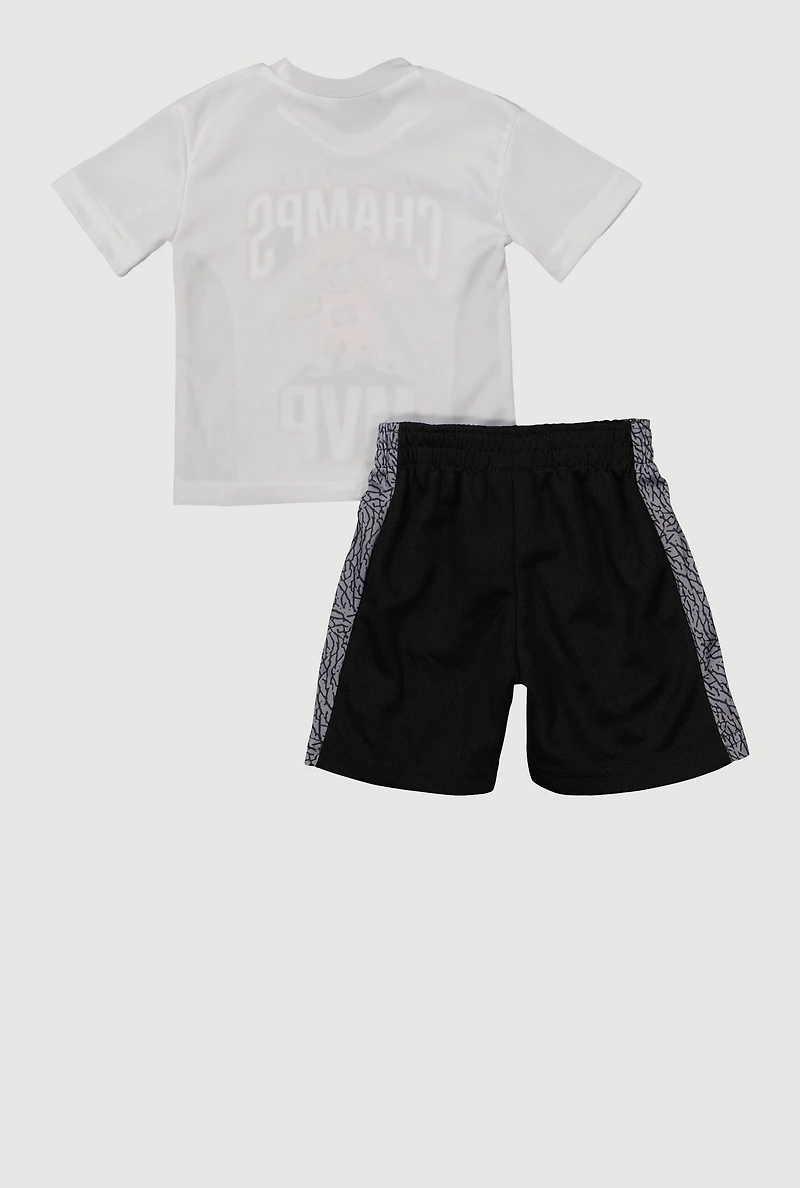 Baby Boys 12-24M All Season Champs Graphic Tee and Jersey Mesh Shorts, White, Size 18M