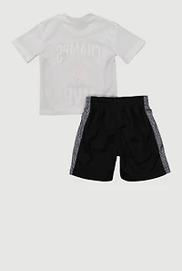 Baby Boys 12-24M All Season Champs Graphic Tee and Jersey Mesh Shorts, White, Size 18M