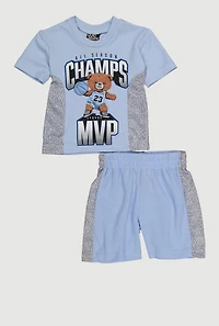 Baby Boys 12-24M All Season Champs Graphic Tee and Jersey Mesh Shorts