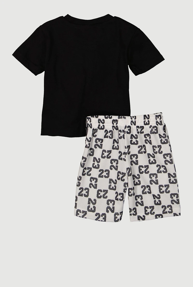 Baby Boys 12-24M Fly Since 23 Graphic Tee and Jersey Mesh Shorts, Multi, Size 24M