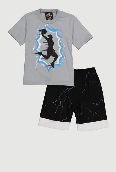 Baby Boys 12-24M Lightning Basketball Graphic Tee and Jersey Mesh Shorts