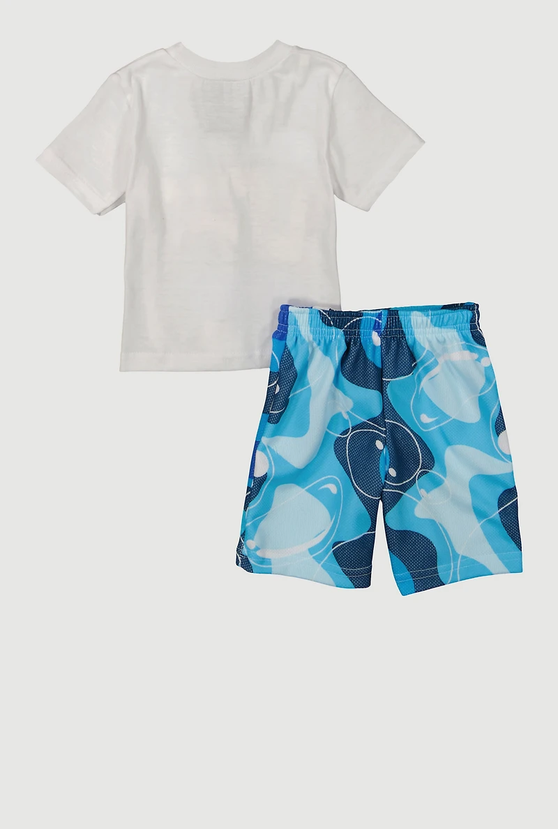 Baby Boys 12-24M Never Look Back Graphic Tee and Shorts, Blue, Size 12M