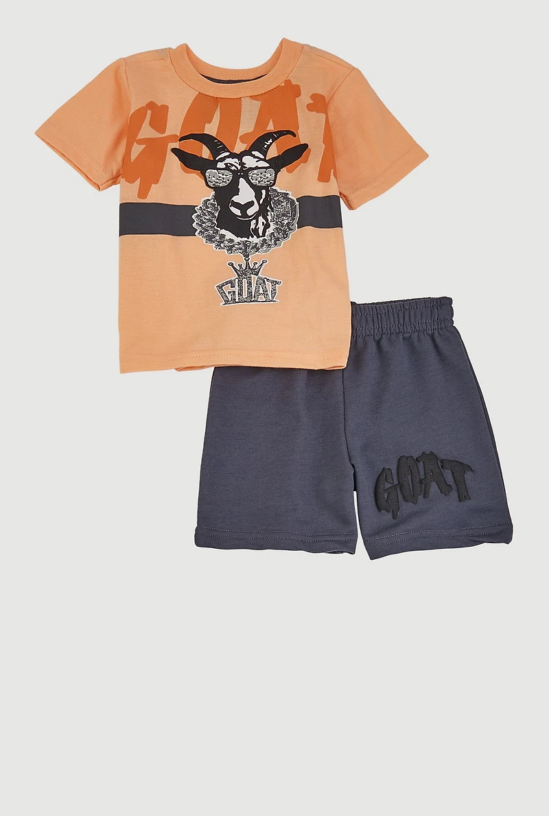 Baby Boys 12-24M GOAT Graphic Tee and Shorts