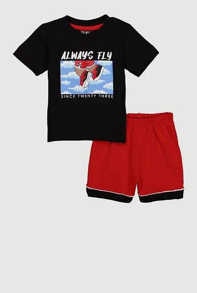 Baby Boys 12-24M Always Fly Graphic Tee and Shorts
