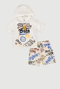 Baby Boys 12-24M Hooded Graffiti Graphic Tee and Shorts