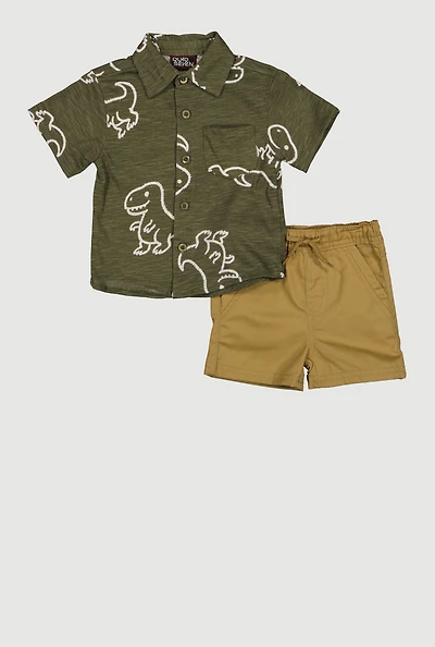 Baby Boys 12-24M Dinosaur Graphic Shirt and Shorts