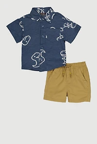 Baby Boys 12-24M Dinosaur Graphic Shirt and Shorts