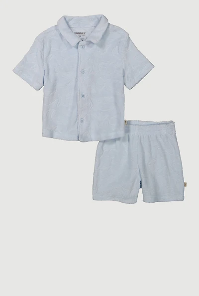 Baby Boys 12-24M Whale Patterned Shirt and Shorts Set