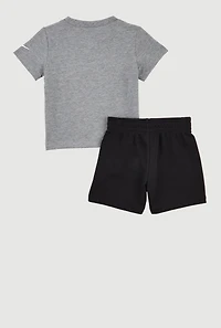 Baby Boys 12-24M Marled Graphic Print Tee and Sweatshorts, Grey, Size 12M