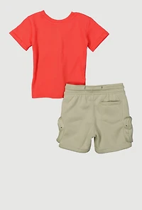Baby Boys Hustle Teddy Graphic T-Shirt and Sweatshorts Set, Multi, Size 12M