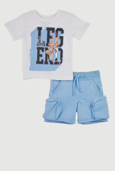 Baby Boys 12-24M Legend Graphic Tee and Cargo Sweatshorts