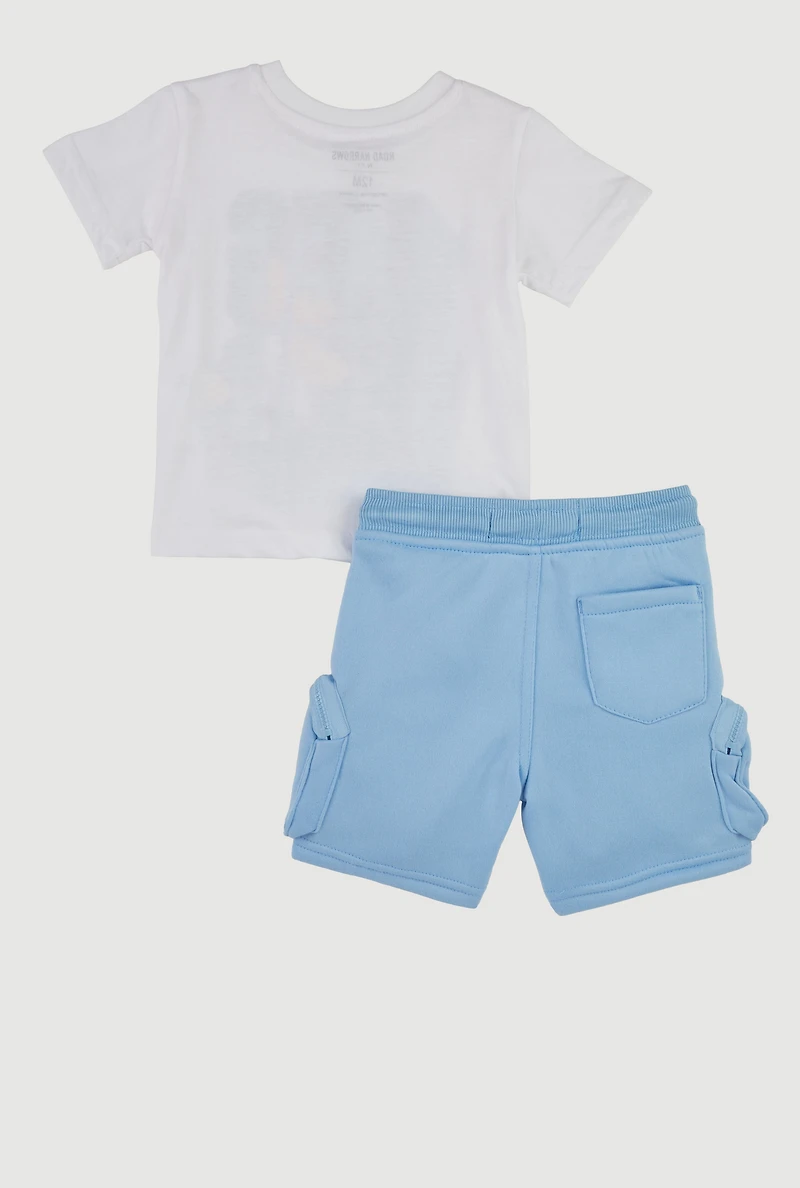 Baby Boys 12-24M Legend Graphic Tee and Cargo Sweatshorts, Blue,