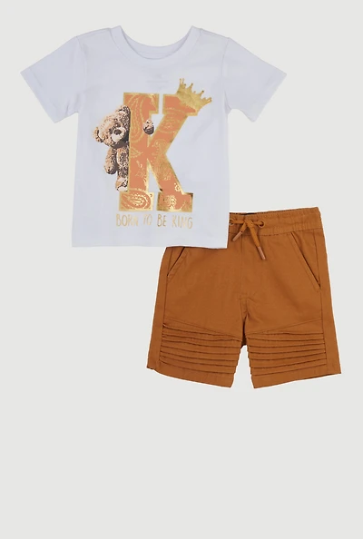 Baby Boys 12-24M Born To Be King Graphic Tee and Shorts