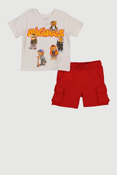 Baby Boys 12-24M Originals Bear Graphic Tee and Cargo Shorts