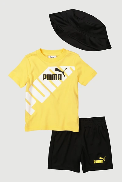 Baby Boys 12-24M Puma Graphic Tee and Shorts with Bucket Hat