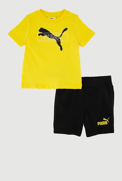 Baby Boy 12-24 Puma T Shirt and Fleece Sweatshorts 2 Piece Set, Multi, Size 24M