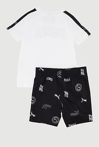 Baby Boys 12-24M Contrast Trim Puma Print Tee and Shorts, Multi, Size 12M