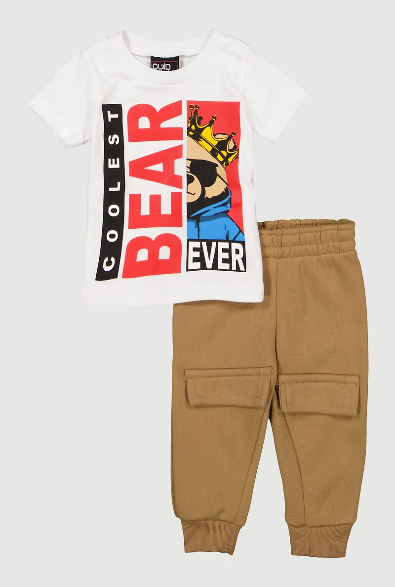 Baby Boys 0-9M Coolest Bear Ever Graphic Tee and Joggers