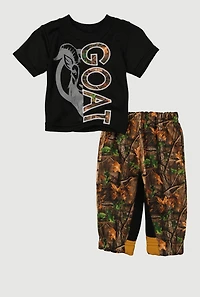 Baby Boys 0-9M Goat Graphic Tee and Tree Camo Sweatpants