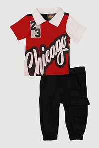Baby Boys 0-9M Chicago Polo Shirt and Cargo Sweatpants