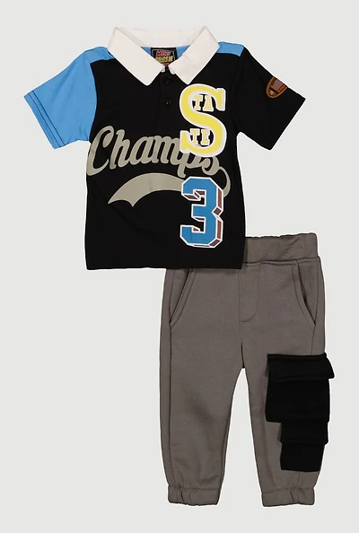 Baby Boys 0-9M State Champs Polo Shirt and Sweatpants
