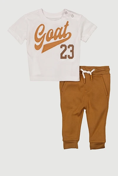 Baby Boys 0-9M Goat 23 Graphic T-Shirt and Joggers Set